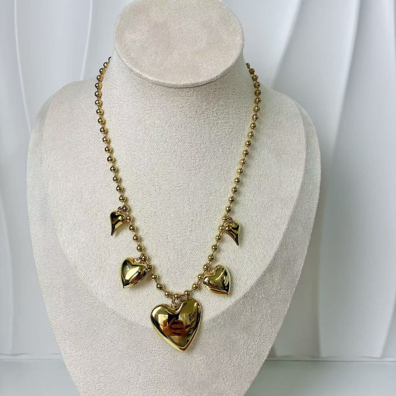 (C163)Collana cuori leggeri in acciaio inox