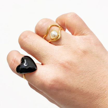 Anello Aperto con Perla – Eleganza Moderna in Oro