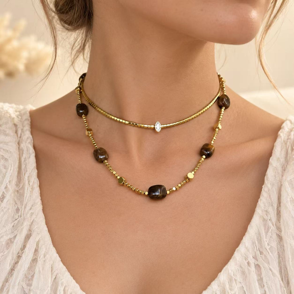 Collana pepite con la resina | 51cm | in acciaio inox