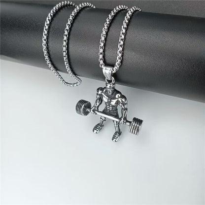 (C339)Collana Uomo Fitness con Pendente Palestra
