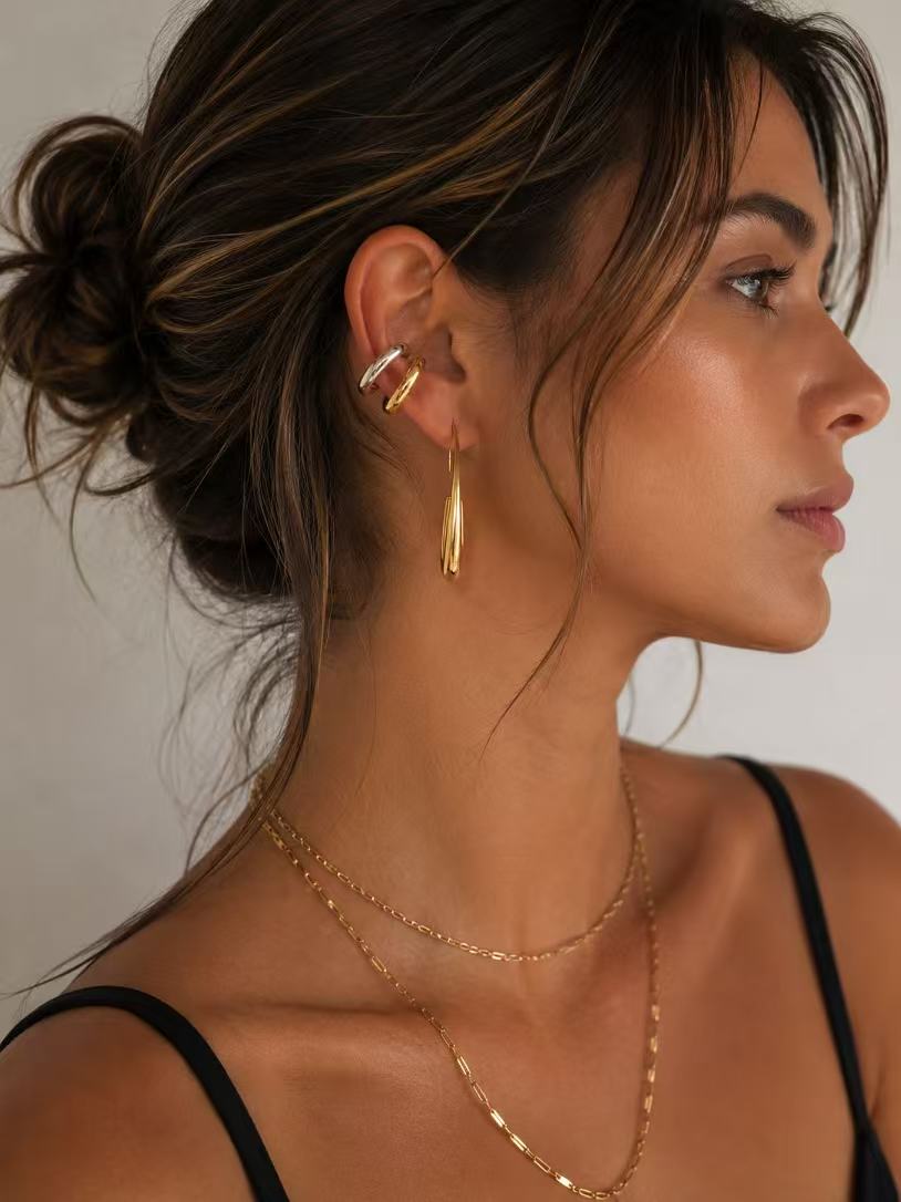 Ear Cuff Sovrapposto | Bicolore | in acciaio inox