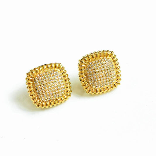 Orecchini Quadrati in Acciaio Inossidabile con Zirconi