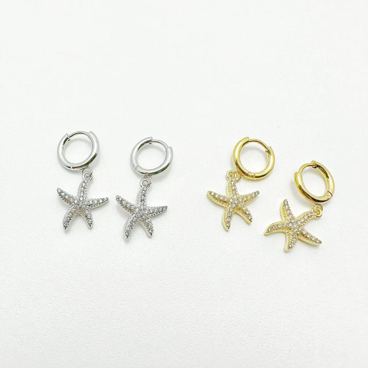 (O082)Orecchini hoop stelle in acciaio inox