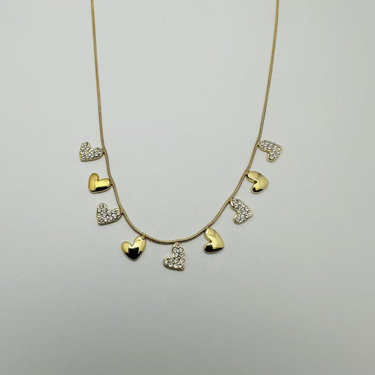 (C298)Collana cuoricini e chevalier