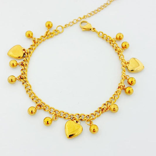 Bracciale Charms Cuoricini &amp; Sfere – Movimento Delicato