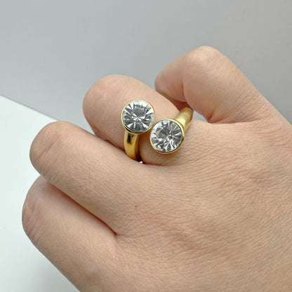 (A163)Anello doppio zirconi regolabili