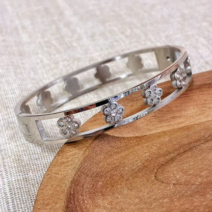 Bracciale rigido con 5 petali strass con la chiusura laterale