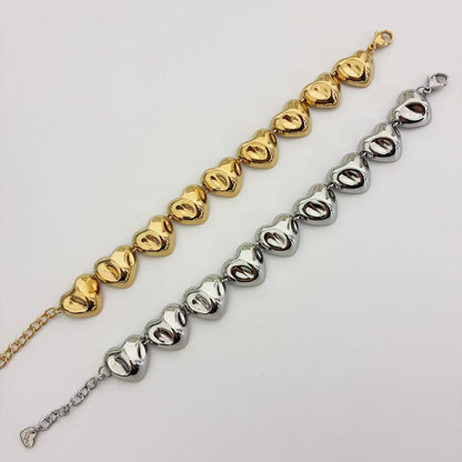 Bracciale Cuori Bombati – Stile Morbido e Luminoso