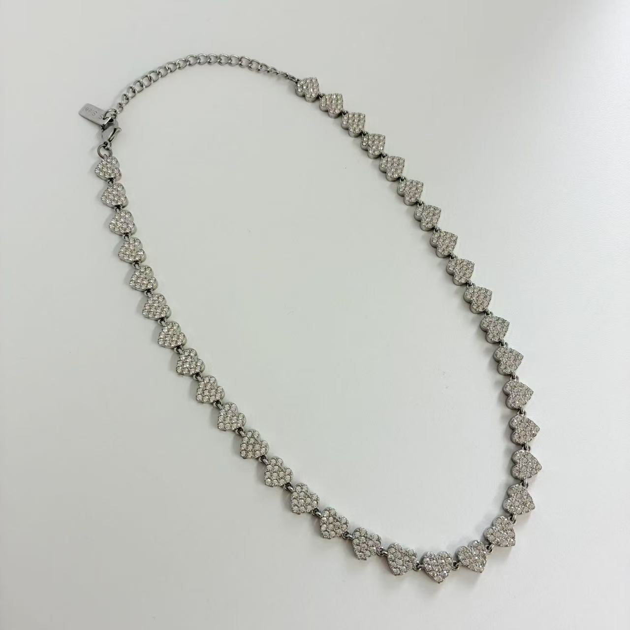 (C364)Collana a cuori con zirconi scintillanti