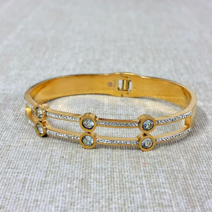 Bracciale rigido strass dipping filo con la chiusura a molla