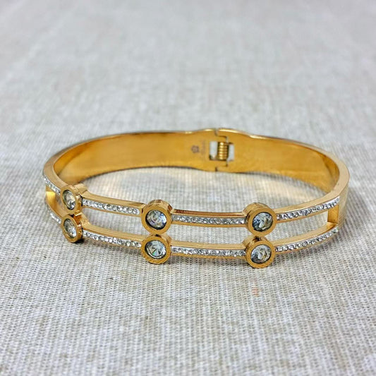 Bracciale rigido strass dipping filo con la chiusura a molla