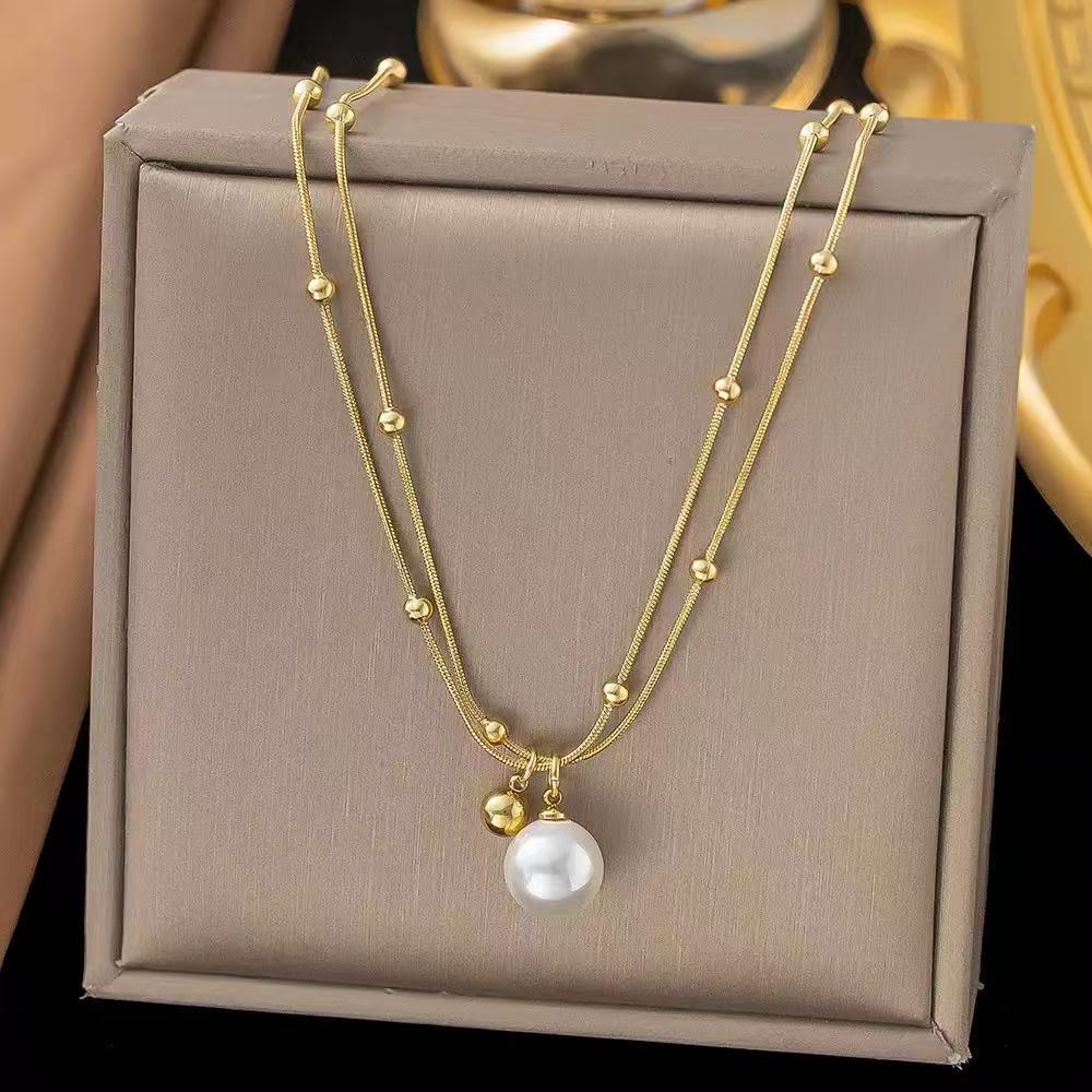 [Offerte] Collana "Luce di Luna" – Doppio Filo con Perla e Micro-Sfere