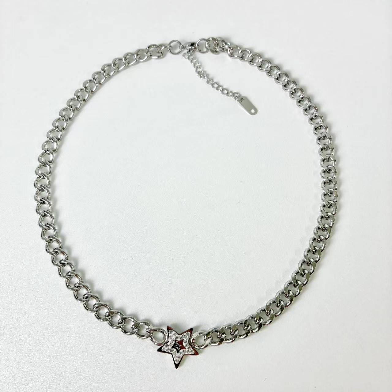 (C216)Collana catena stella in acciaio inox