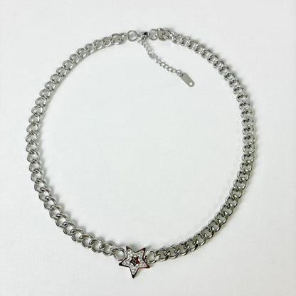 (C216)Collana catena stella in acciaio inox