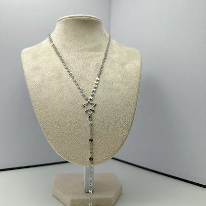 (C278)Collana stella con pendente lungo in acciaio inox