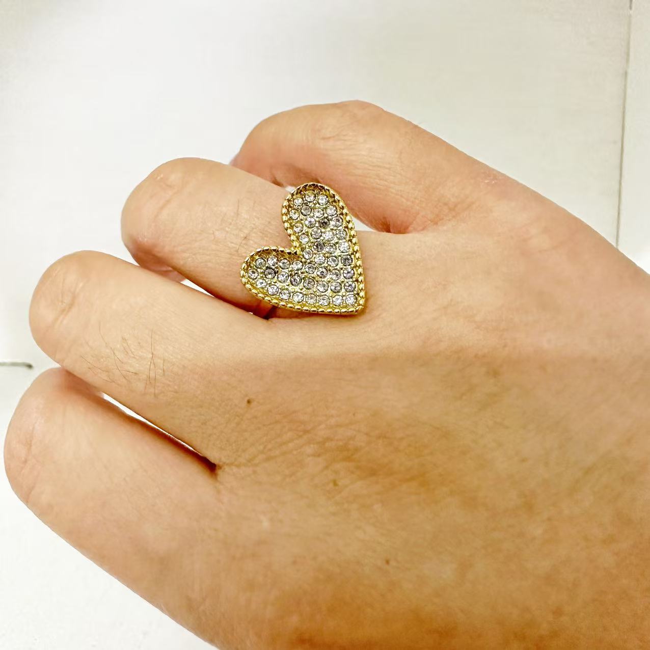 (A147)Anello cuore chevalier regolabile