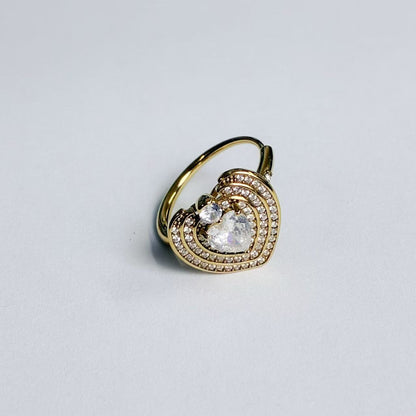 Anello Cuore a Triplo Strato con Zirconi – Acciaio Inossidabile