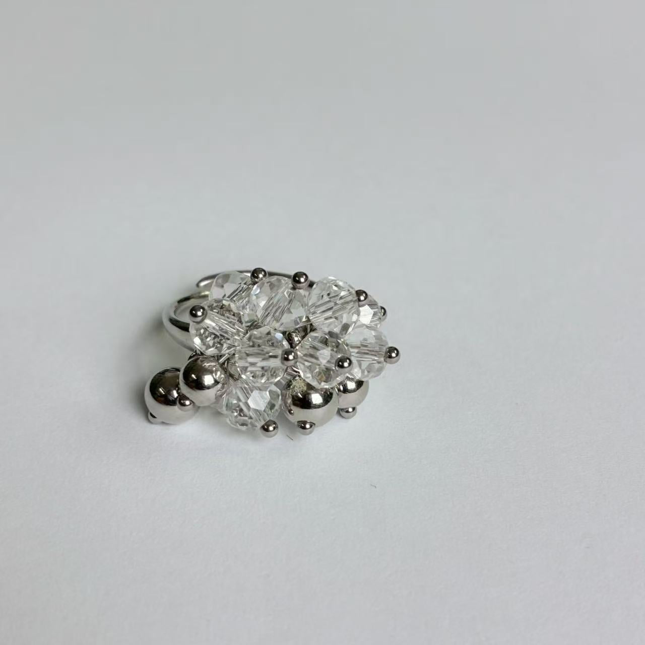 Anello con Perline Cristalline – Acciaio Inossidabile Oro