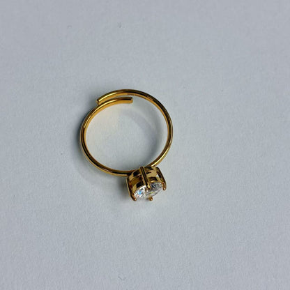 Anello Regolabile con Zircone – Acciaio Inossidabile Oro