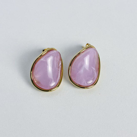 Orecchini con Pietra Rosa Irregolare