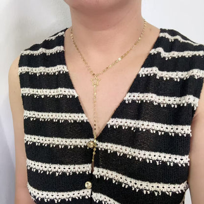 (C278)Collana stella con pendente lungo in acciaio inox