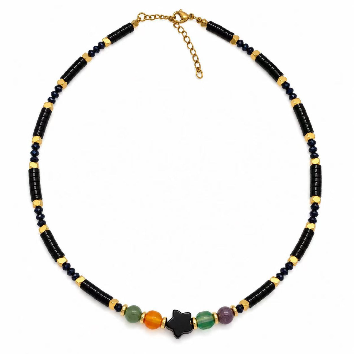 Collana con le pietre naturali Onice Nero 45cm | in acciaio inox