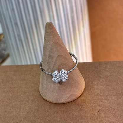 Anello Argento Fiore di Zirconi