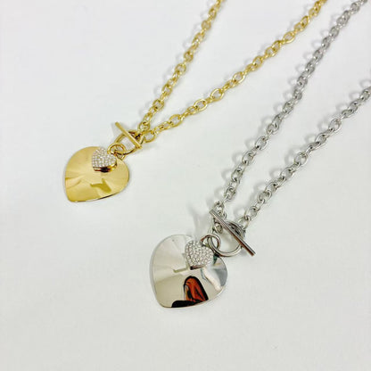 (C255)Collana con cuori in acciaio inox