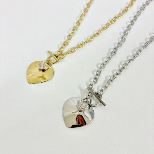 (C255)Collana con cuori in acciaio inox