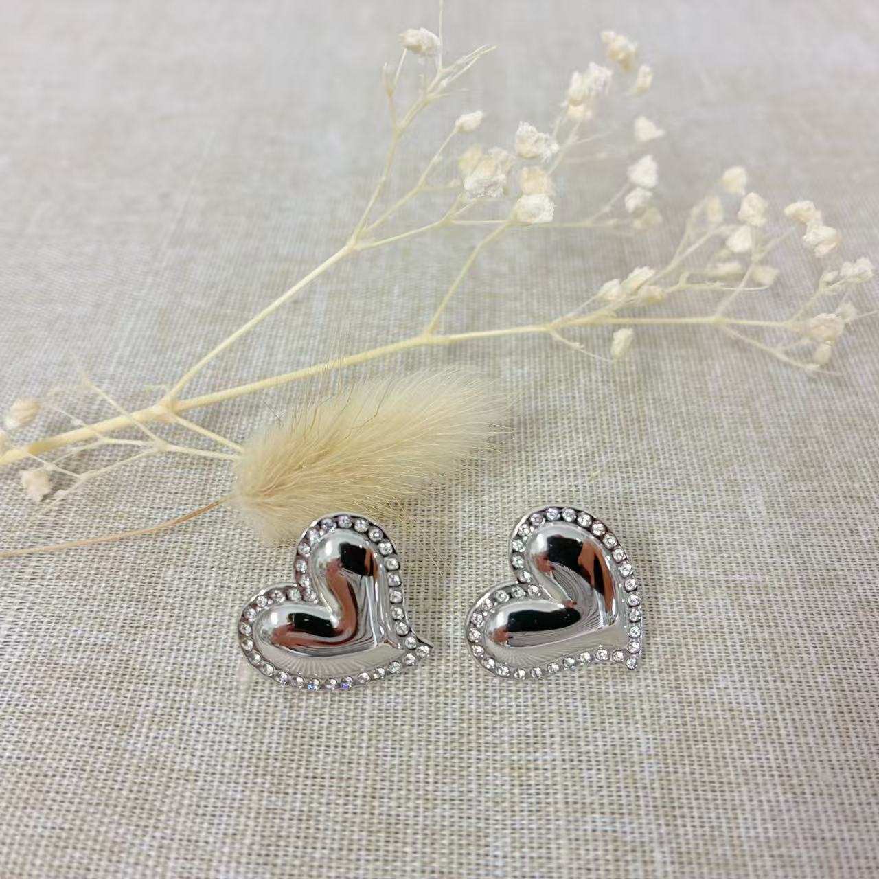 (O202)Orecchini Donna Moda Cuore Brillante