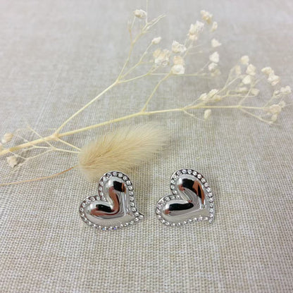 (O202)Orecchini Donna Moda Cuore Brillante