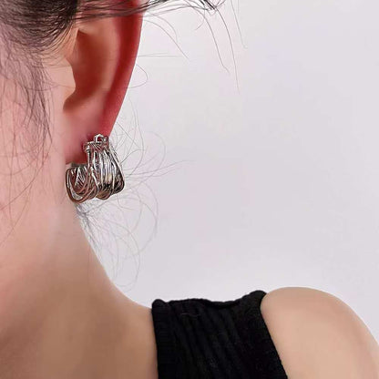 (O220)Orecchini Donna Cerchio Intrecciato