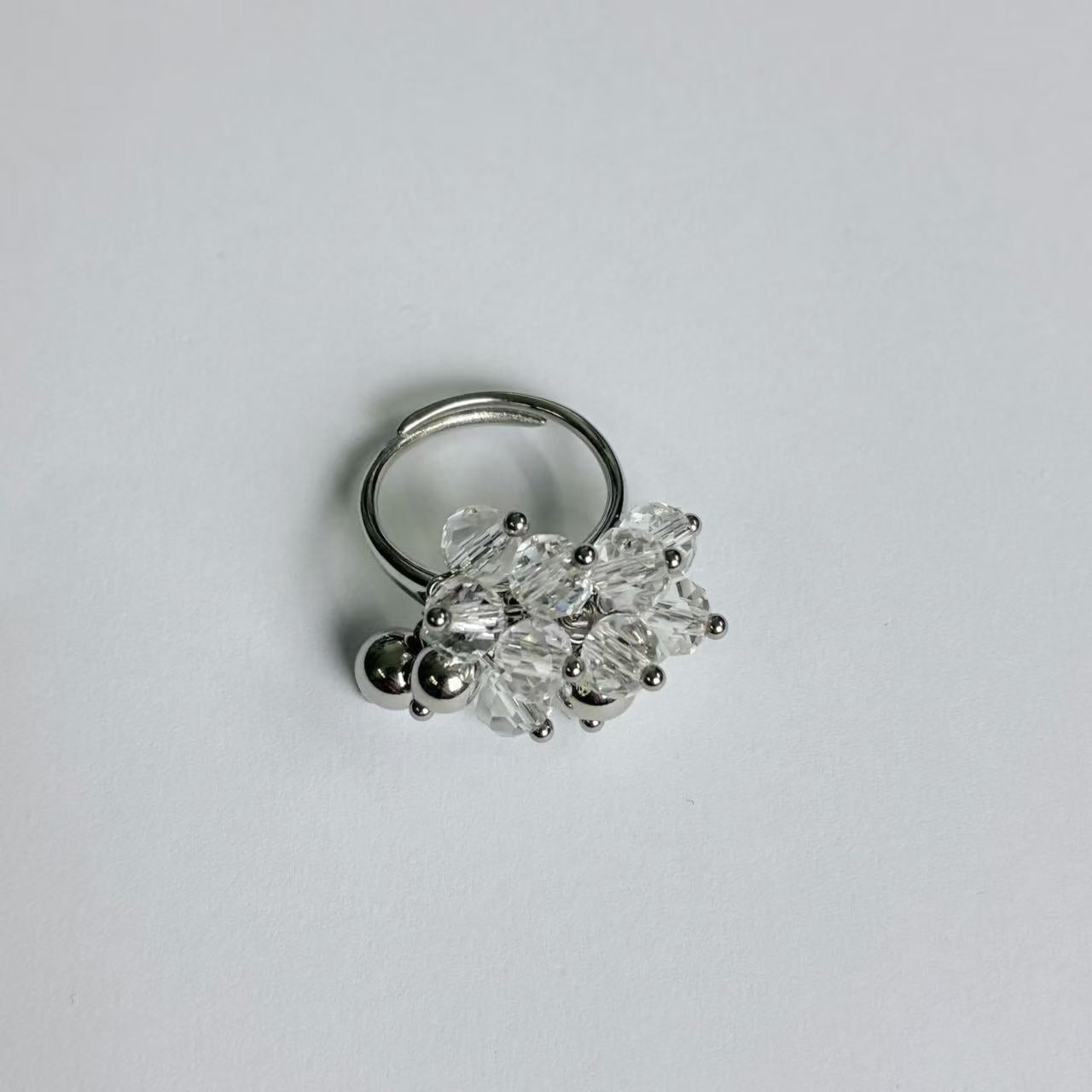 Anello con Perline Cristalline – Acciaio Inossidabile Oro