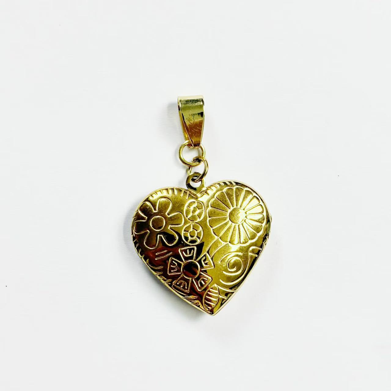 Ciondolo “Cuore Fiorito” in acciaio inox