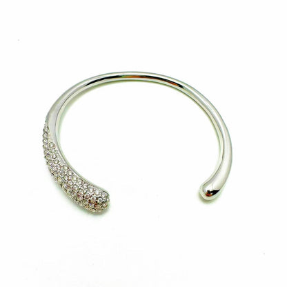 (B156)Bracciale rigido strass in acciaio inox