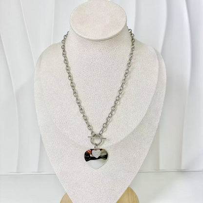 (C255)Collana con cuori in acciaio inox