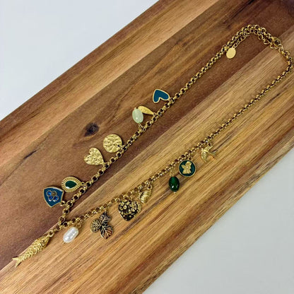 (C148)Collana ciondoli pesce in acciaio inox