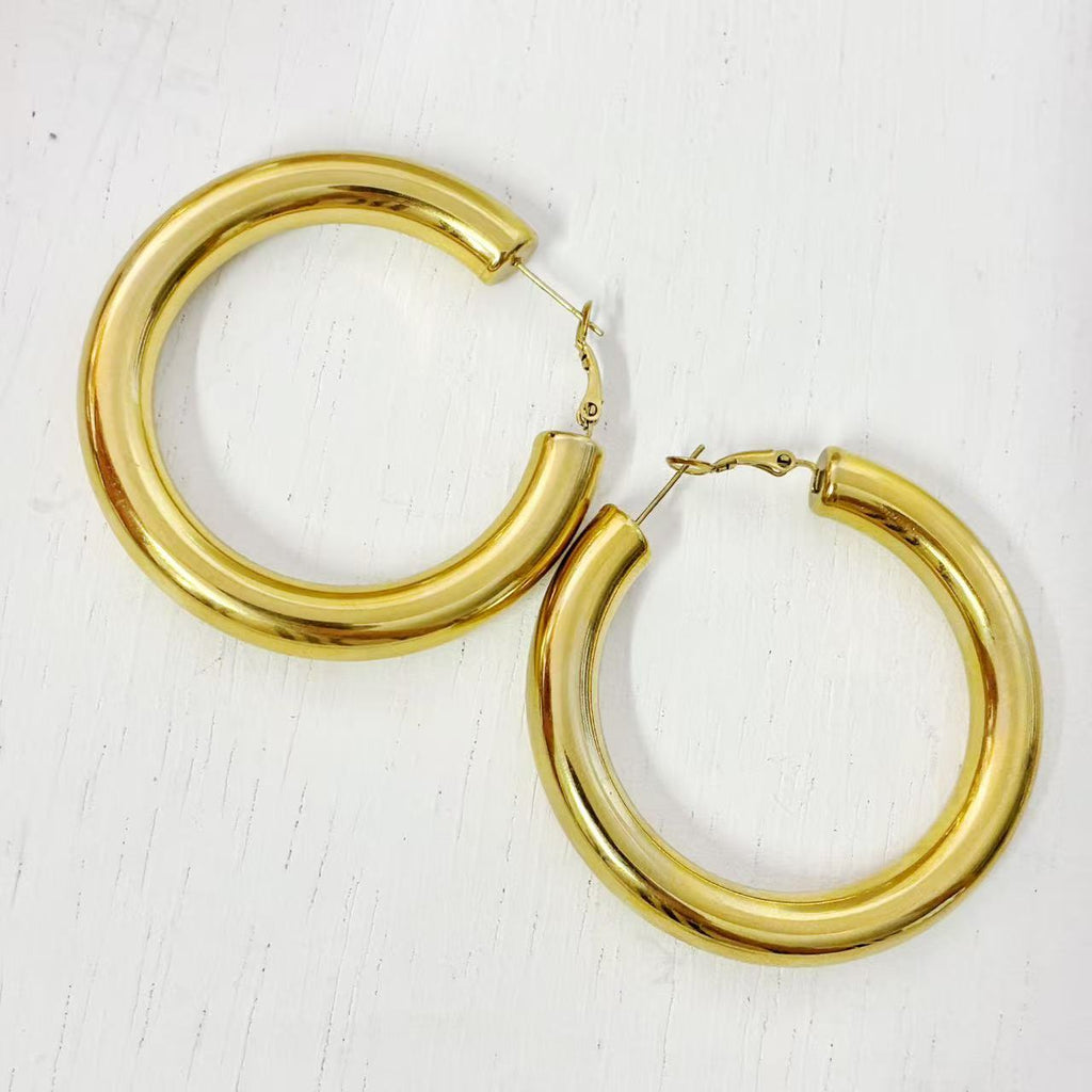 Orecchini a cerchio 5.5cm larghezza in acciaio inox