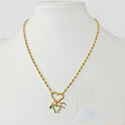Collana “Emerald Heart Charms” – Cuore, Luna &amp; Stella
