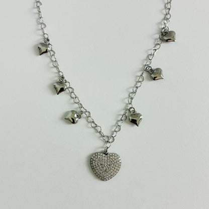 ((C367)Collana con pendente cuore scintillante