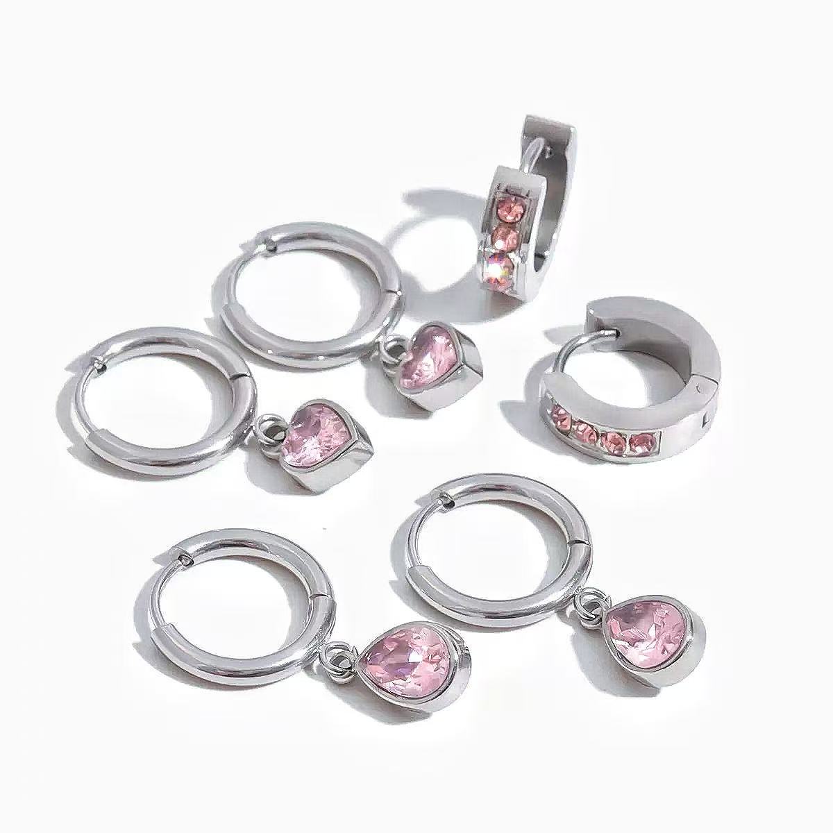 Orecchini Minimal con Dettagli Rosa — Delicatezza Moderna e Charme Romantico