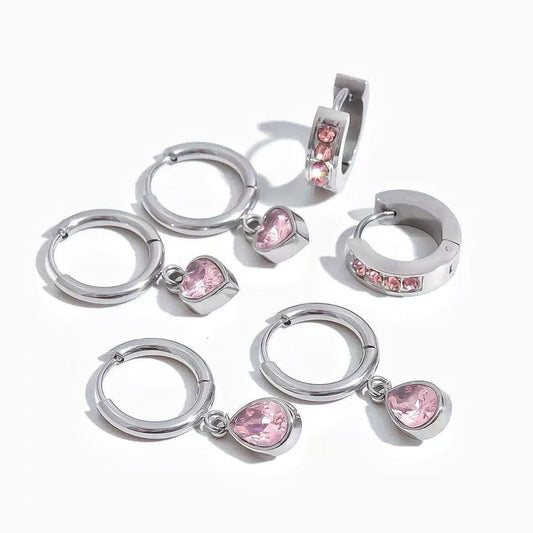 Orecchini Minimal con Dettagli Rosa — Delicatezza Moderna e Charme Romantico