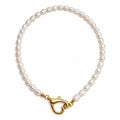 Collana con le perle di fiume e moschettone apribile | 47cm | in acciaio inox