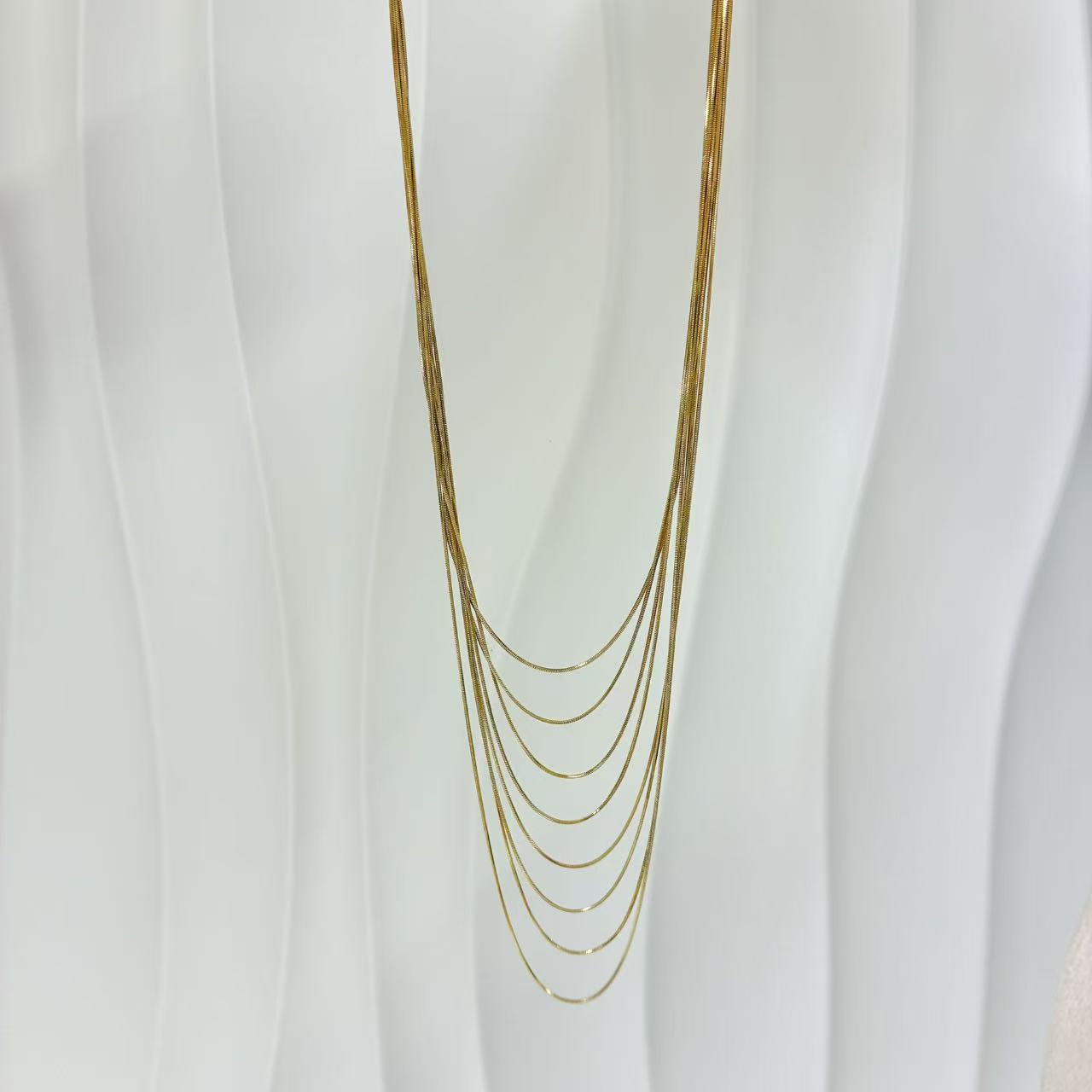 (C253)Collana tanti fili in acciaio inox