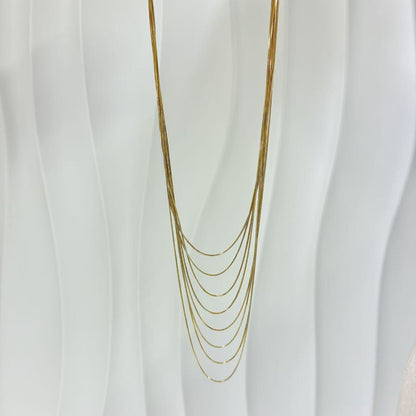 (C253)Collana tanti fili in acciaio inox