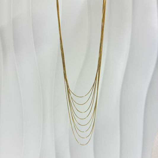 (C253)Collana tanti fili in acciaio inox