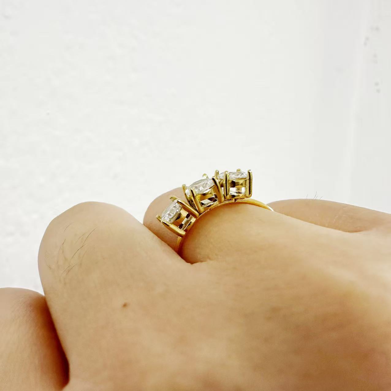 (A148)Anello trilogy gold regolabile