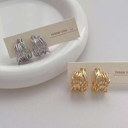 (O220)Orecchini Donna Cerchio Intrecciato