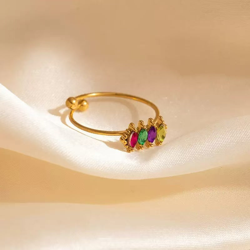 [Offerte] Anello "Danza delle Gemme" multicolor – Fascia Regolabile con Cristalli Marquise