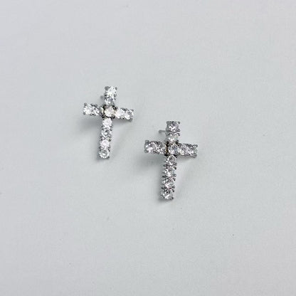 Orecchini a Croce con Zirconi Rotondi